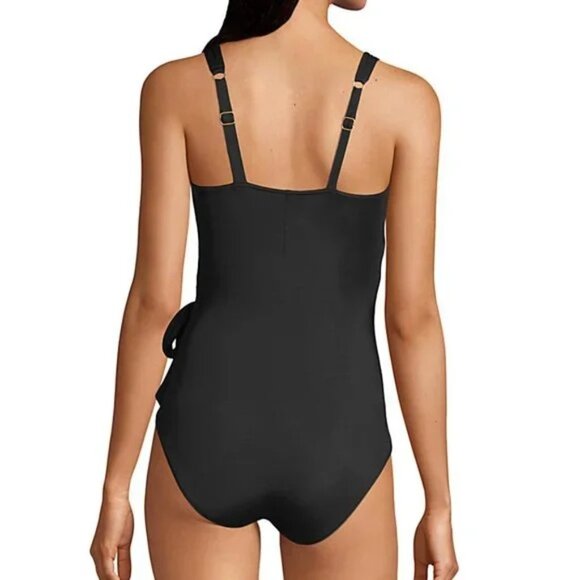 NWT Lands End Women Slender Tie Front V-Neck Wrap 1 Piece Size 18W $130 3e219 - Picture 2 of 2